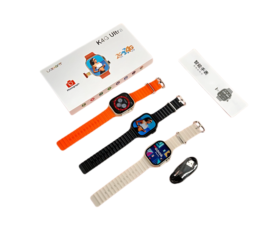 K4g Ultra Smart Watch – SIM Support, Built-in Camera & Bold Sporty Design🔥