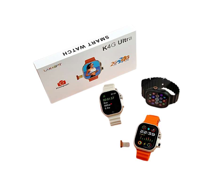 K4g Ultra Smart Watch – SIM Support, Built-in Camera & Bold Sporty Design🔥