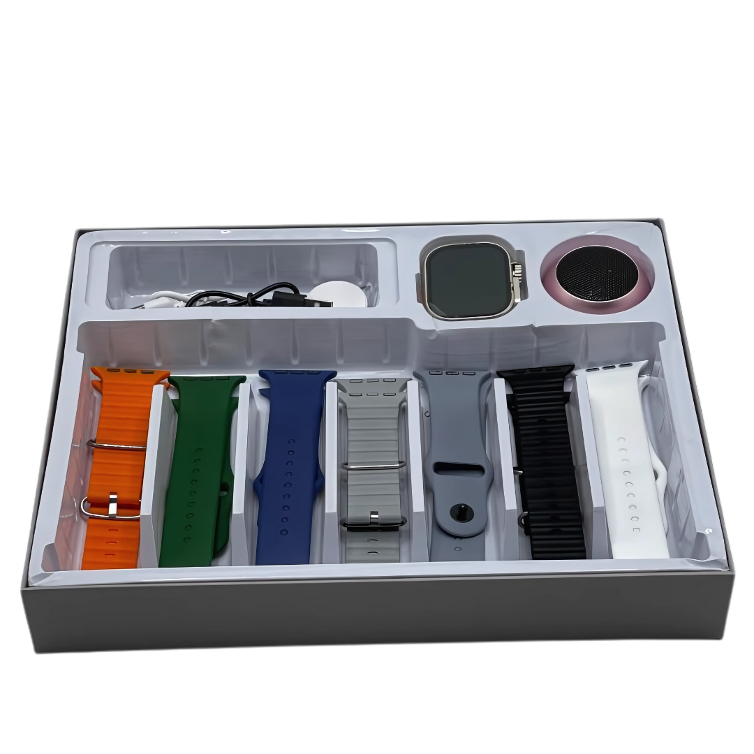 🔥 Ultra 2 – Crown K16 Smartwatch Bundle | Free P47 Wireless Headphone + 7 Straps